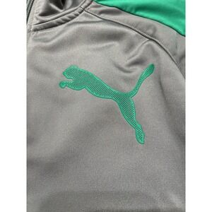 PUMA Sport Lifestyle Zip Up Gray/Green T7 Track Jacket Mens Small Soccer Tennis